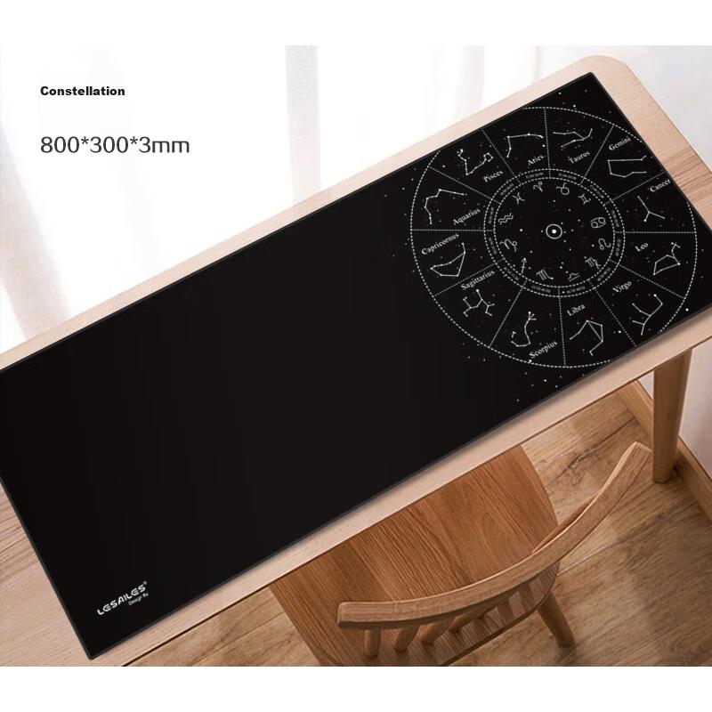 LESAILES Star Constellation Office Gaming Mouse Pad Large Size, Lock Edge Thickened Computer Desk Mat, Black 800*300*3mm