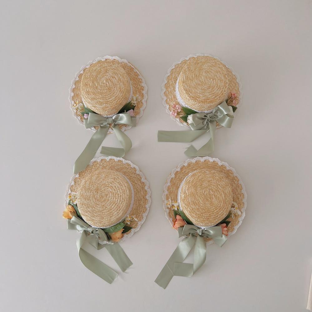 

Милая изысканная детская шляпа тканая соломенная шляпа на шнуровке высокого качества с французским бантом