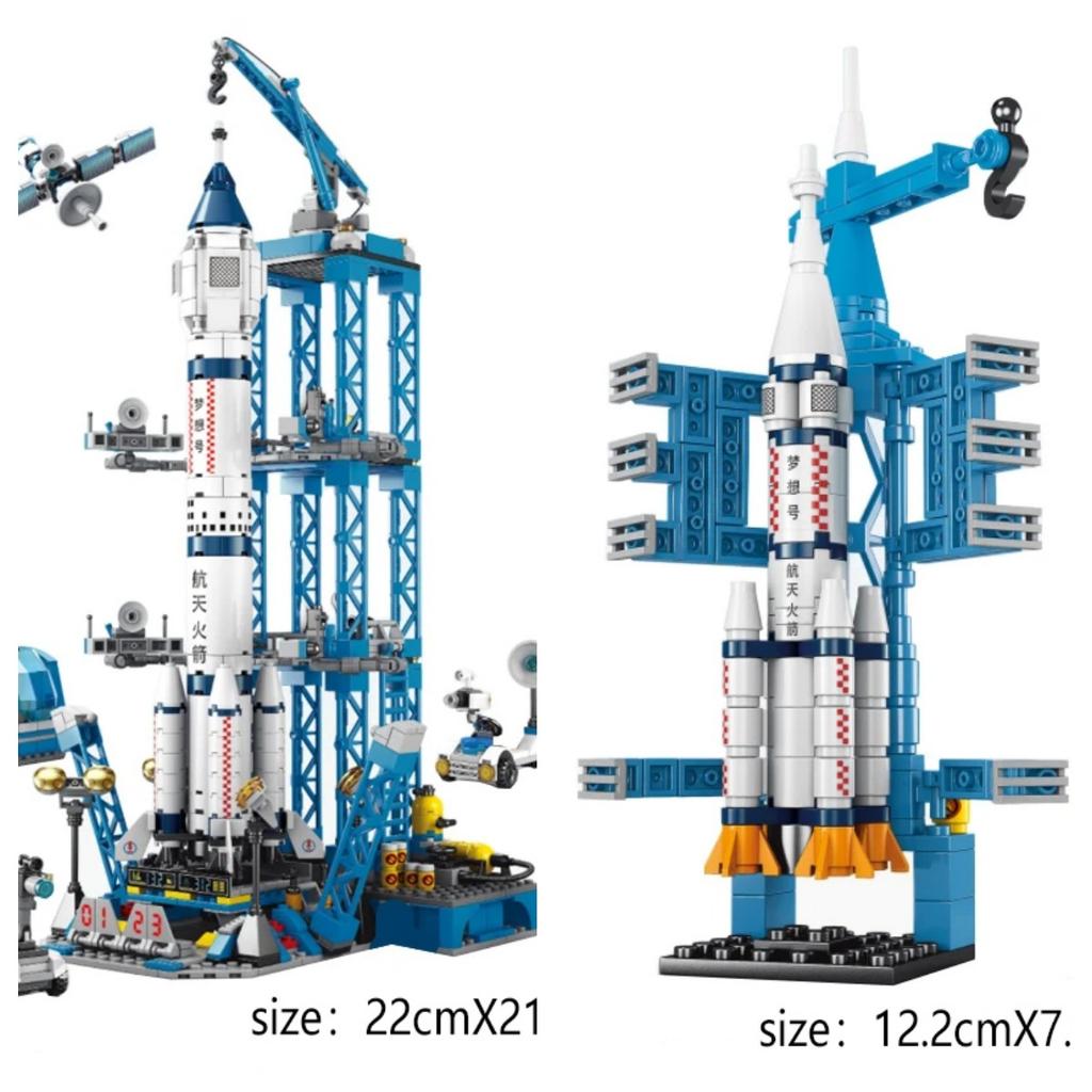 Space Rocket Launching Model Building Blocks City Aerospace Space Station Shuttle Ship Astronaut Bricks Toys Children