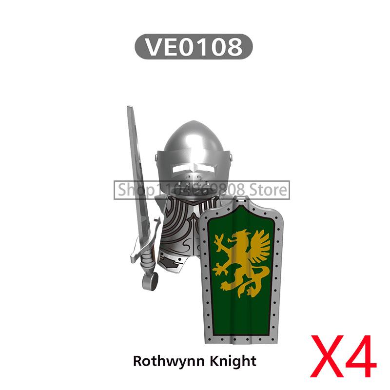 MOC Medieval Military Figures Building Blocks Castle Militia Soldier Dragon Gothic Knight Helmets Swords Shield Bricks Toys N06
