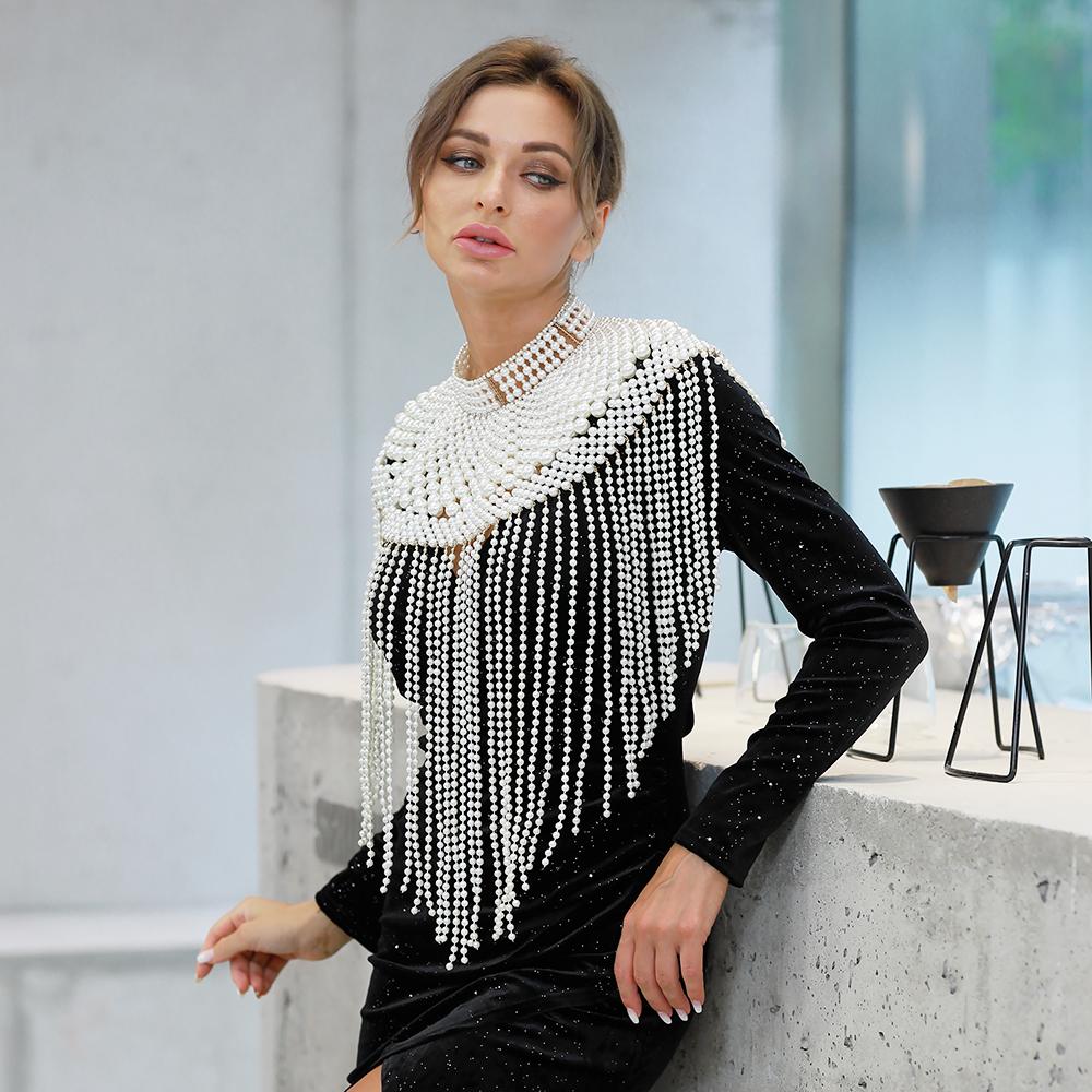 Pearl Shawl Necklaces Women 2021 Fashion Pearl Top Bra Chain Punk Sexy Pearl Body Chain Jewelry Wedding Dress Accessories
