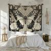 Vintage Black Butterfly Floral Tapestry Peach Skin Wall Hanging Gothic Rose Botanical Art Aesthetic Room Decor for Bedroom Dorm