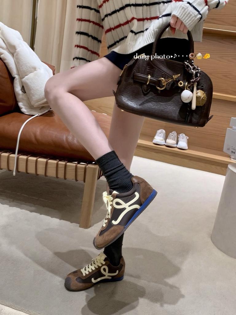 Cowhide Version~ Flat Bottom Inner Height Increase Retro Forrest Gump Shoes Round Head Casual Shoes Women's Lace-up German Training Shoes Sports Sho