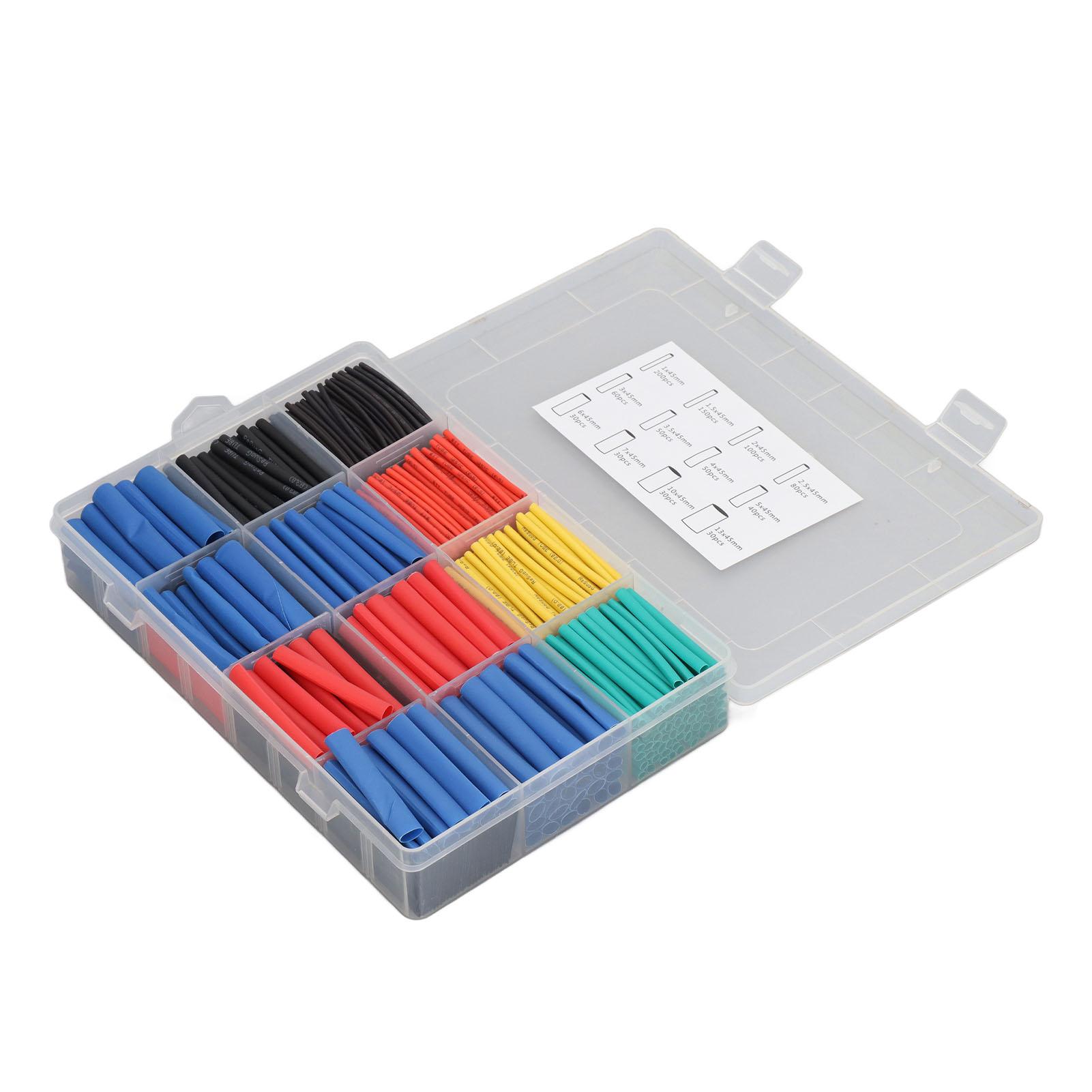 

850Pcs Heat Shrink Tube 2:1 Ratio Soft Flexible Flame Retardant Heat Shrinkage Sleeve Kit