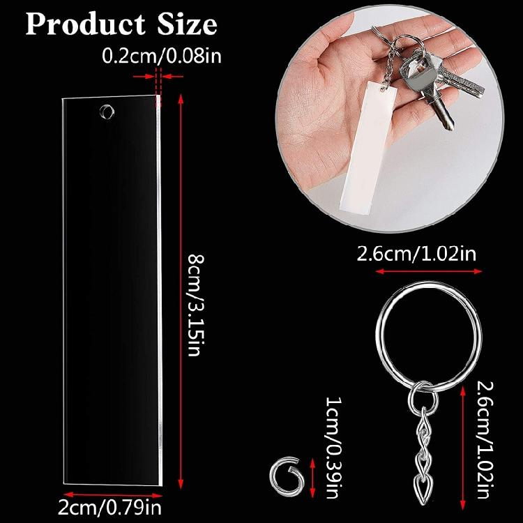 Customized Hanging Tags Clear Keychains Heat Transfer Car for Key Bag Pendant Ac