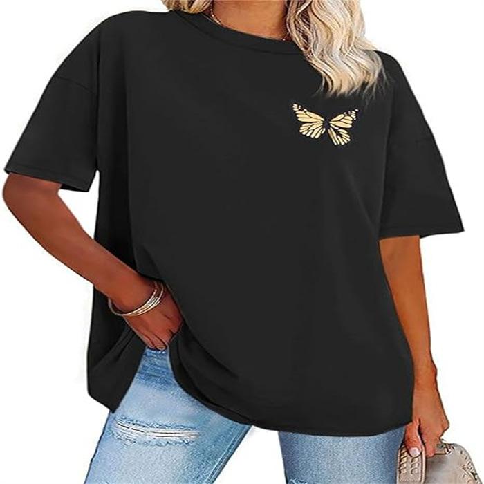 Summer Round Neck Printed Top Fashionable Casual Cute Short Sleeved Women's Pure Cotton T-shirts