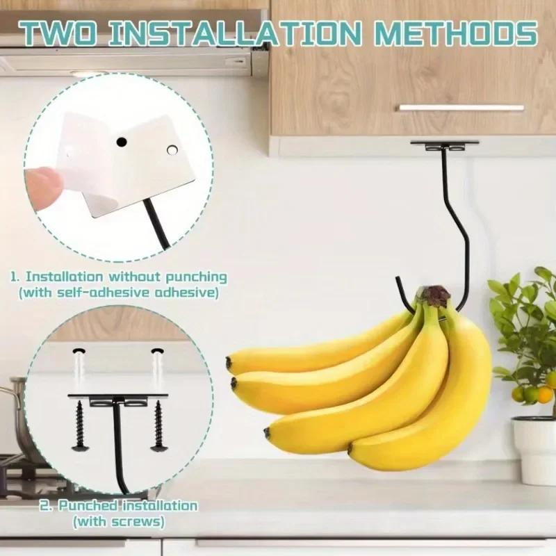 2 Piezas/4 Piezas Gancho Soporte para Plátanos Mantenga los Plátanos Frescos Gancho Bajo el Armario Colgador de Plátanos para Artículos de Cocina Utensilios para el Hogar Almacenamiento de Toallas
