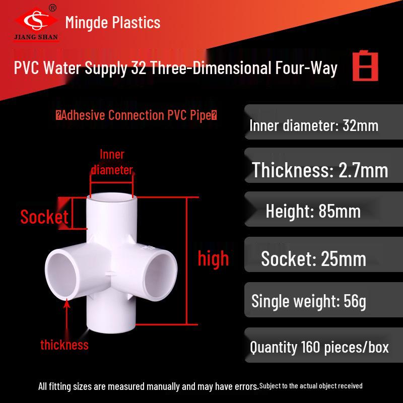 PVC Vícesměrné 3D Plastové Fitinky pro Vodovodní Potrubí (Pravoúhlý, Čtyřcestný, Pěticestný, Šesticestný T-kus)