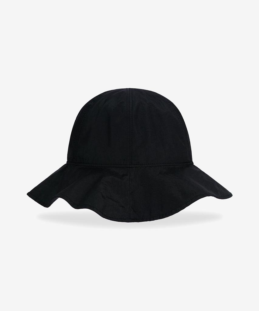 Bajal Va Curved Logo Round Frill Bucket Hat Black