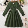 Girl Long Sleeves Dress Children Kid Casual Princess Dresses Clothes