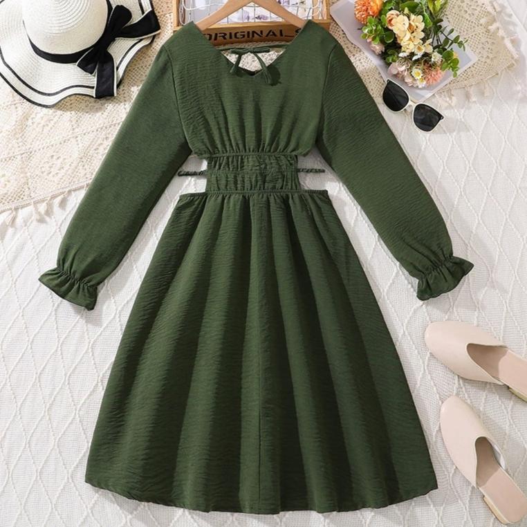 Girl Long Sleeves Dress Children Kid Casual Princess Dresses Clothes