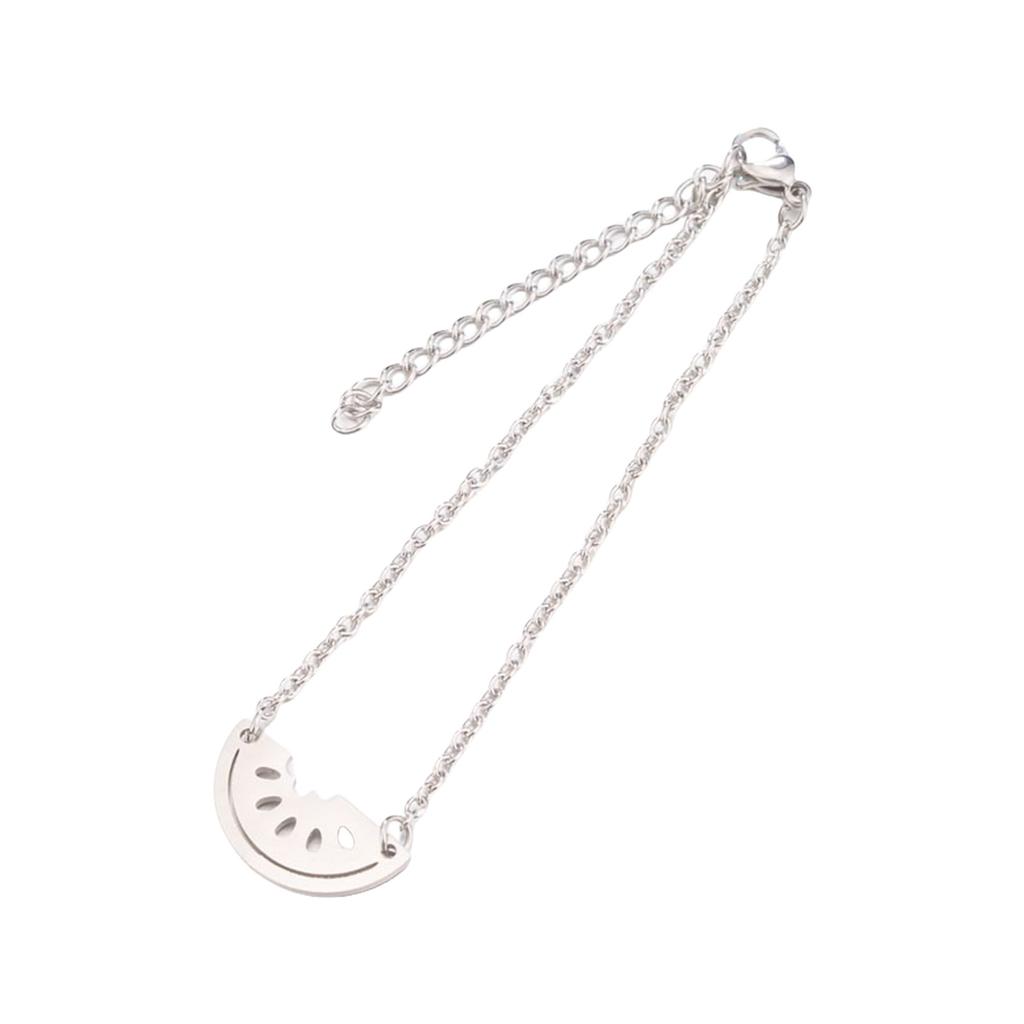 Fashionable Watermelon Charm Bracelet Stainless Steel Handchain Adjustable Length Wristchain Accessory for Women