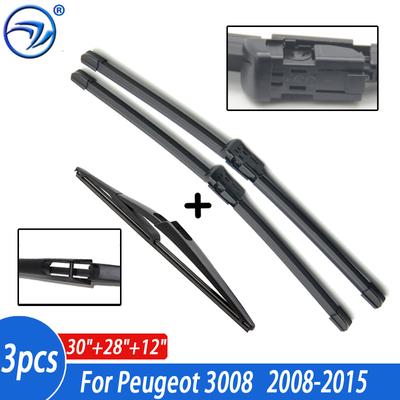 Windshield Wiper Blades For Peugeot 3008 2008-2015 Front Rear Window Windscreen Wiper 2014 2013 2012 2011 2010 2009 30''+28''+12
