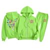 Children's Fashion  Long Sleeve Zipper Hooded Sweatshirt Sweatpants Solid Color Pocket Sweatshirt Set