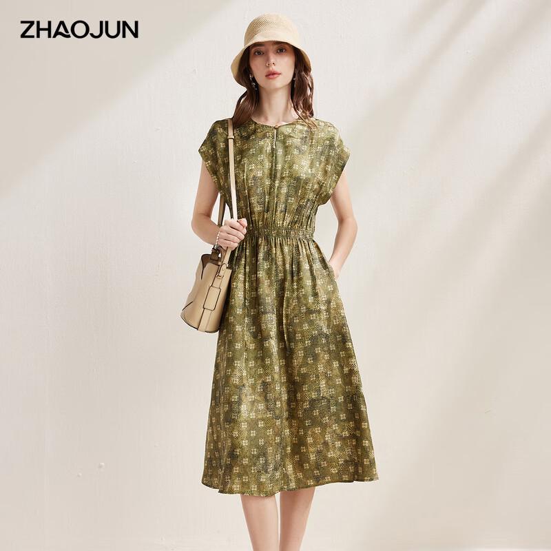 Zhaojun 2026 Silk Blend Short-Sleeved Midi Dress XL