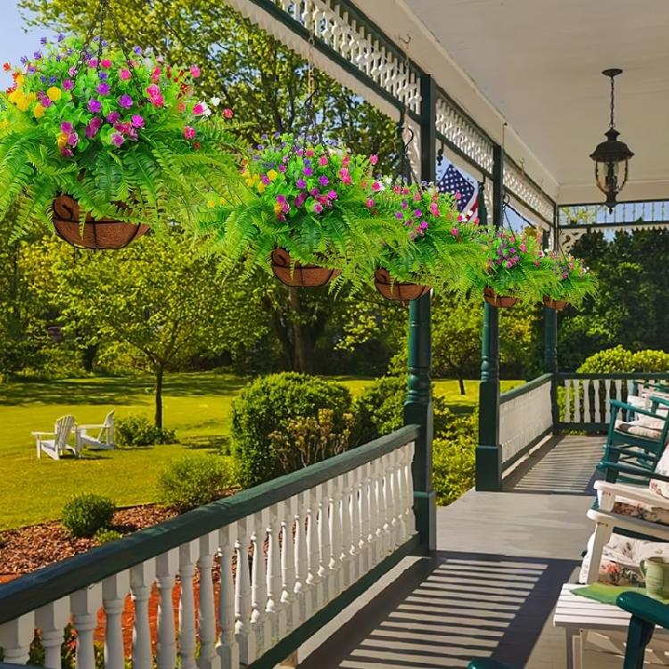 Hanging Flower Plant In Plastic Basket for Patios Garden Porch Deck Wedding Party Decorations