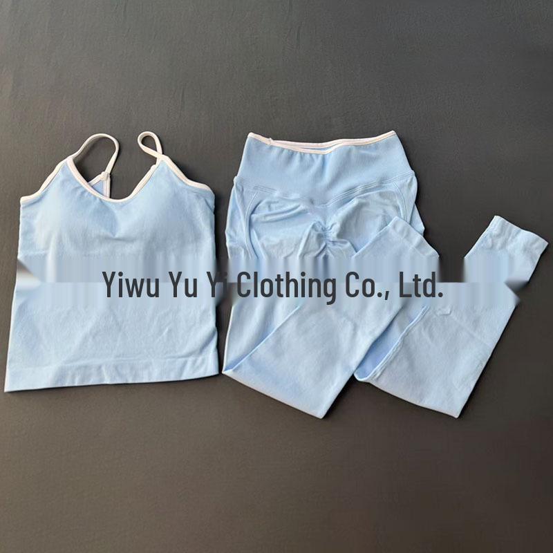 Dámský bezešvý barevný set na jógu TEVEO: Rychleschnoucí fitness oblečení s krásným designem zad.