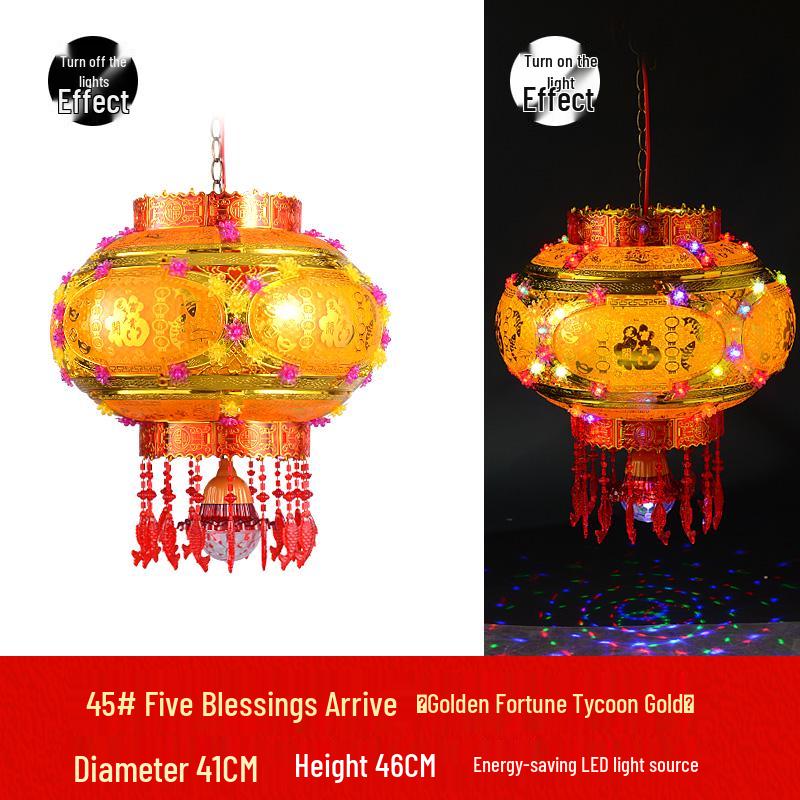 Crystal LED Rotating Horse-Drawn Lantern Chandelier for Wedding & Spring Festival