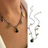 Summer Stainless Steel Necklace Sea Themed Starfish and Heart Charm Drop Oil Neckwear Enamel Jewelry Accessory