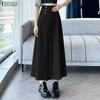 ZANZEA Dames Casual Elastische Taille Effen Kleur Losse Lange Rokken