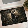 Retro Dark Elk Christmas Atmosphere Floor Mat Home Entrance Door Entrance Bathroom Absorbent Non-Slip Flannel Foot Pad