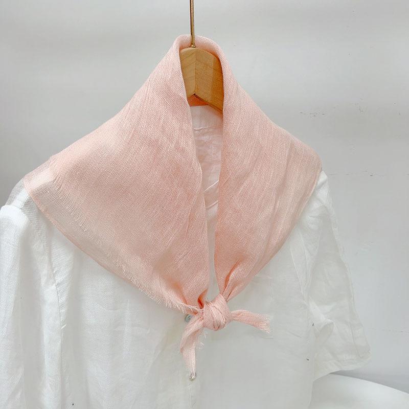 Retro Small Plaid Linen Square Scarf Literary And Versatile Women'S Summer Neck Protection Small Silk Scarf Scarf Accessories