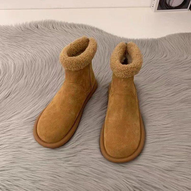 

Зимние ботинки женские осень-зима 2024 новые плюшевые женские туфли утолщенные хлопковые туфли пушистые туфли короткие ботинки на плоской подошве ботинки Martin 40