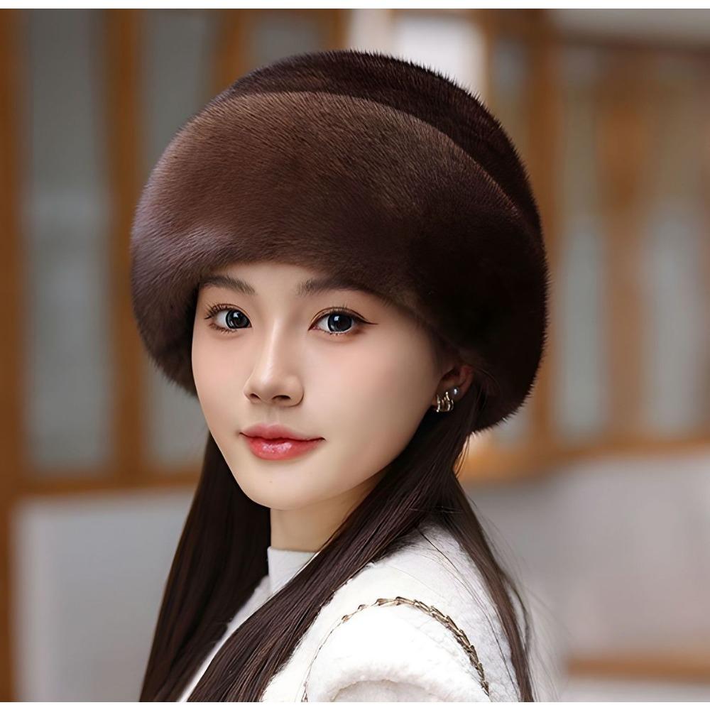 Environmentally Friendly Mink Fur Hat for Women Autumn and Winter Mink Fur Beret Warm Ear Protection Fur Hat Fashionable Ladies Fur Hat