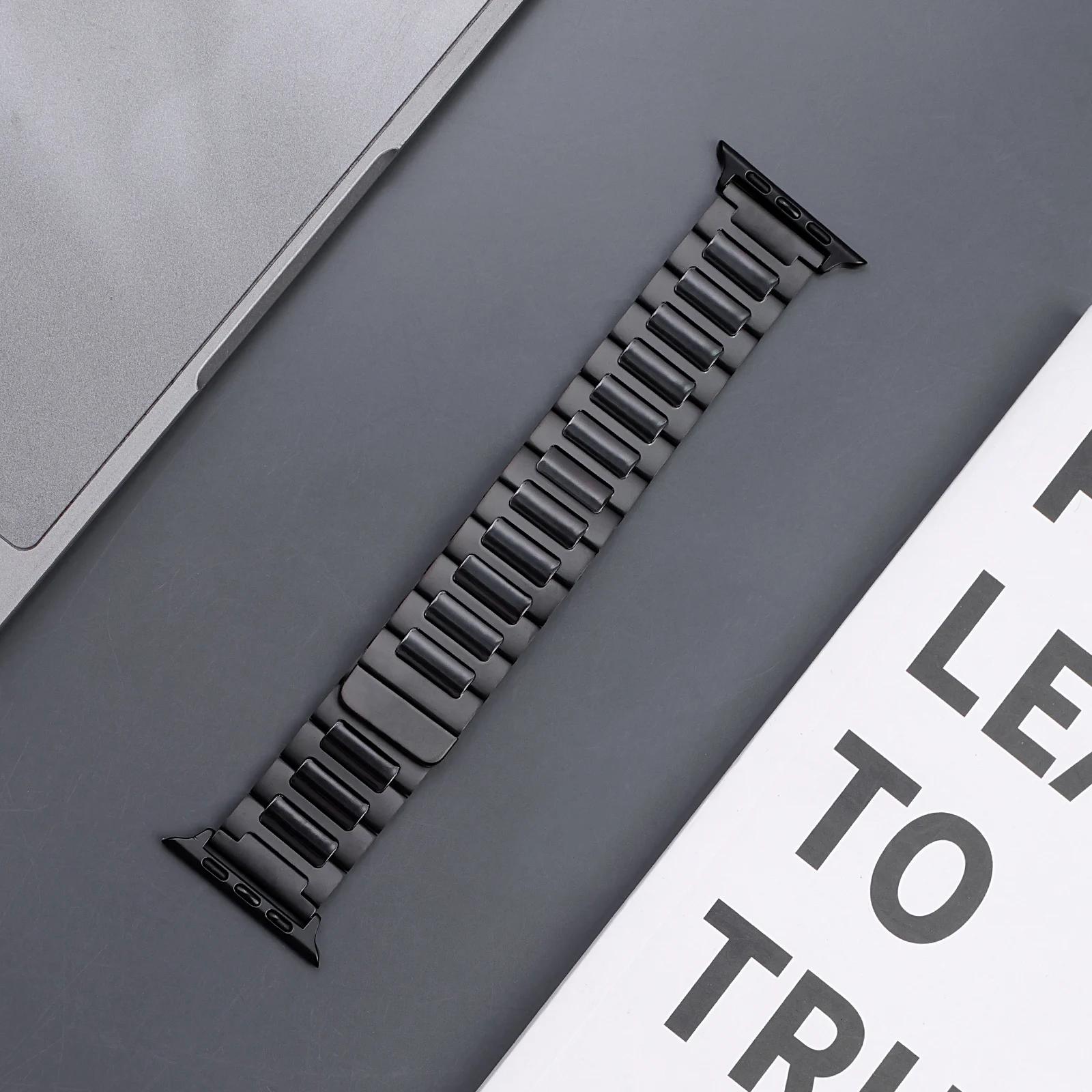 

New bracelet magnetism Metal For Apple Watch band Series 8/7/6/10/9 40mm 41mm 38mm 42mm 44mm 45mm 46mm Strap 38mm40mm41mm 42mmS10 чёрный