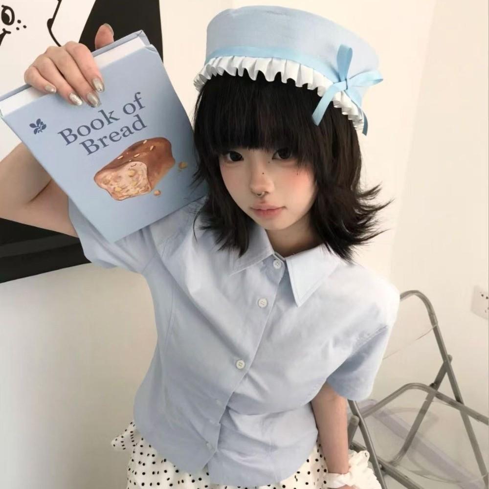 Ruffle JK Bow Beret Dome Navy Cap Retro Sailor Hat Ladies