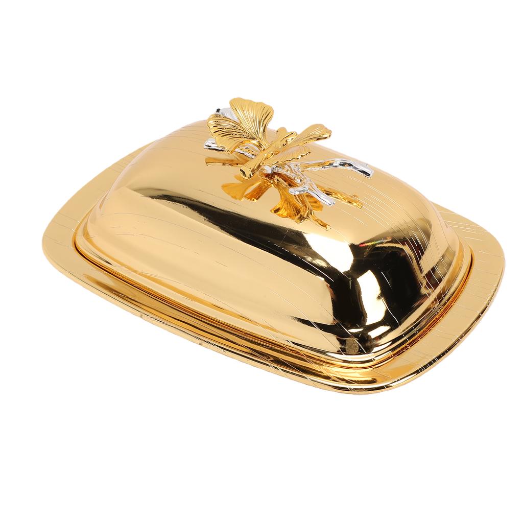 Butter Dish with Lid Iron Alloy Rectangle Snack Butter Holder Container Keeper for Home Kitchen Party