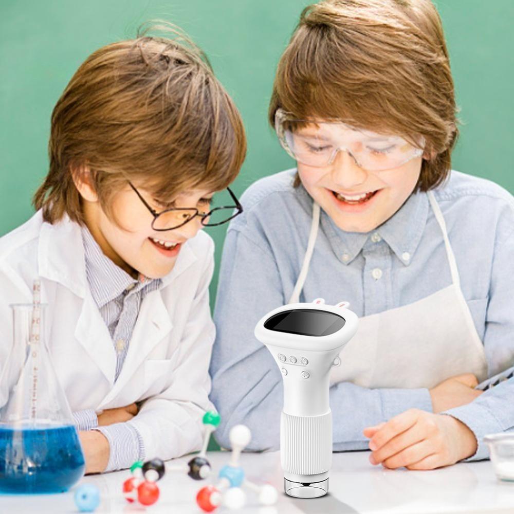 1000X Handheld HD Microscope Mini Children Biological Insect Coin Magnifier 2 Inch IPS Screen Lab Digital Microscopes Equipment