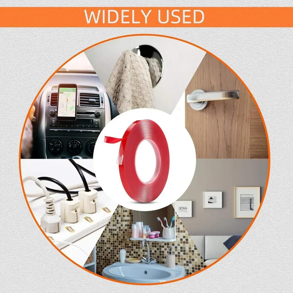 3/6/12M Nano Double Sided Tape Strong Sticky Non-marking Transparent Red Film Self Adhesive Tapes Home Waterproof Wall Stickers