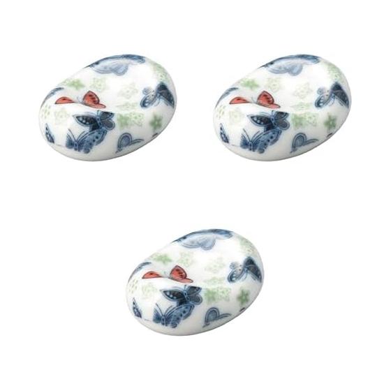 Three-Color Butterfly Bean Shape Chopstick Rest Set