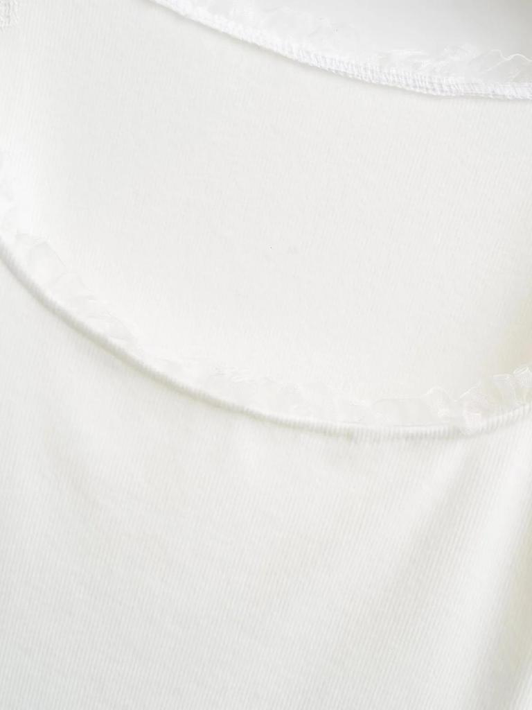 Pure Desire U-neck Lace Patchwork Fleece Long-Sleeve T-shirt for Women - Autumn/Winter Slim Fit Short Base Layer
