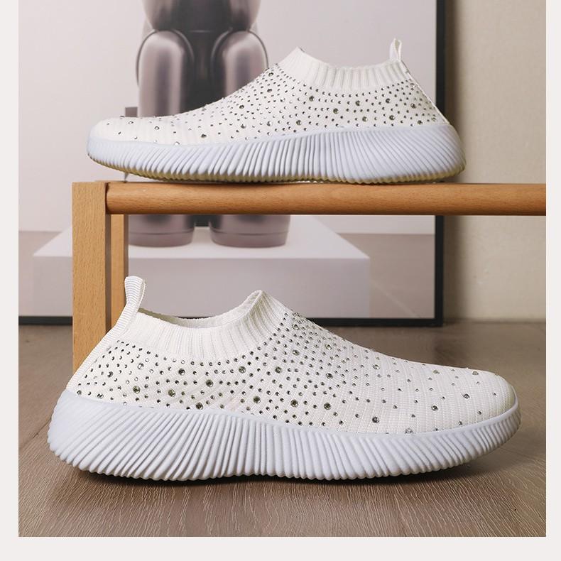 Große Größe Frühling und Herbst neue Mode lässig Suppe Diamant fliegendes Weben Damen Sportstil Outdoor lässige Damenschuhe