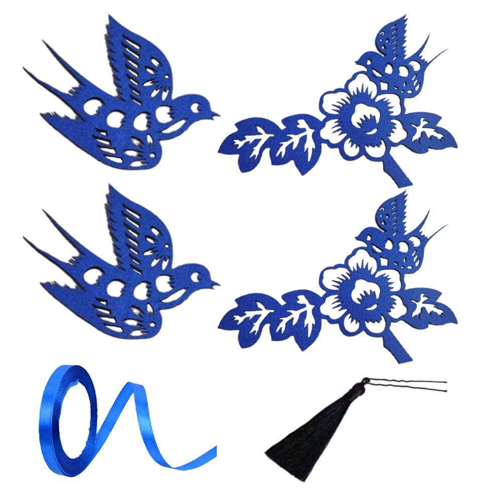 

Сорока Китайский стиль Головной убор Стиль вырезания из бумаги Головной убор ханьфу Фотография 6Pcs Blue Set