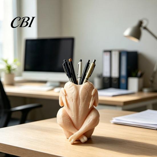 Gift For Students And Teachers Chicken Pen Holder, Cute Rooster Desk Organizer for Pens Makeup Brushes, Handmade Storage Large Capacity Stand