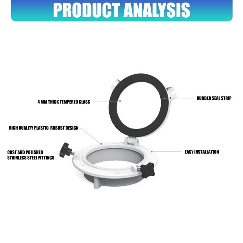 Robust Round Skylight Portlight Porthole for Yacht and Boats Easy Installation 4mm Tempered Glass Waterproof