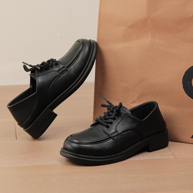 2026 Spring Autumn Women's Black Lace-Up Oxford Shoes Comfortable Daily Office & Casual Shoes