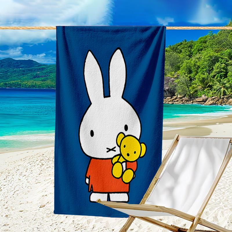 1pc Miffy4 Beach Towel, Beach and Seaside Swimming Pool Equipment, Fashion Pattern, Rectangular, Travel Essentials