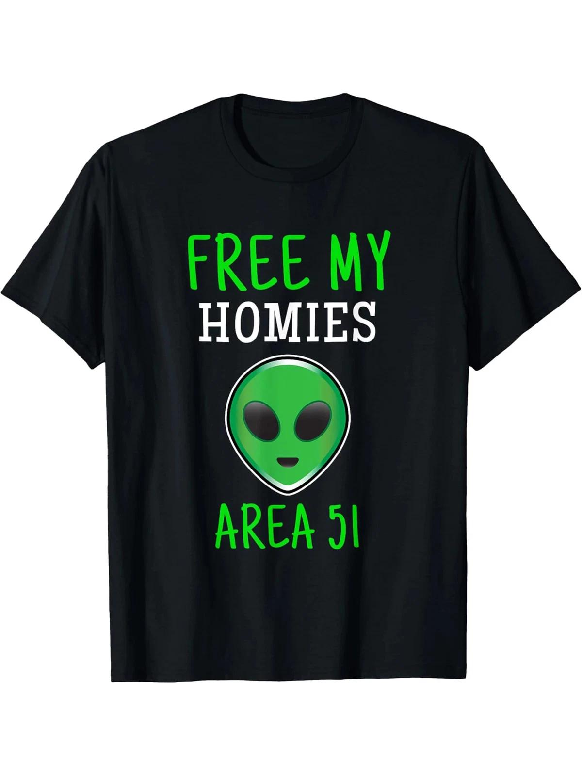 Free My Homies Area 51 Funny Alien T-Shirt M