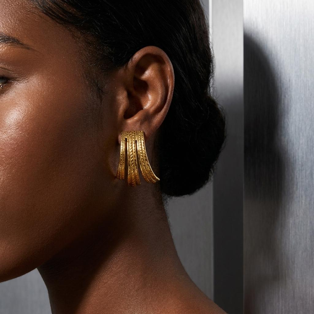 Vintage Striped Texture Stainless Steel Stud Earrings For Women Gold Plated Knotted Vortex Earring Waterproof Statement Jewelry