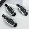 Korean Style Pearl Banana Clip Ponytail Holder Rhinestone Hair Clip Plastic Vertical Clip  Women