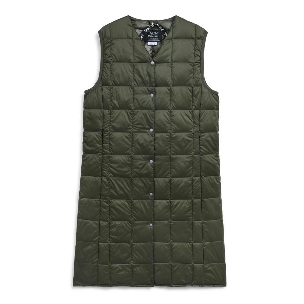 Taion Long Down Vest Women's V-Neck W001-LONG