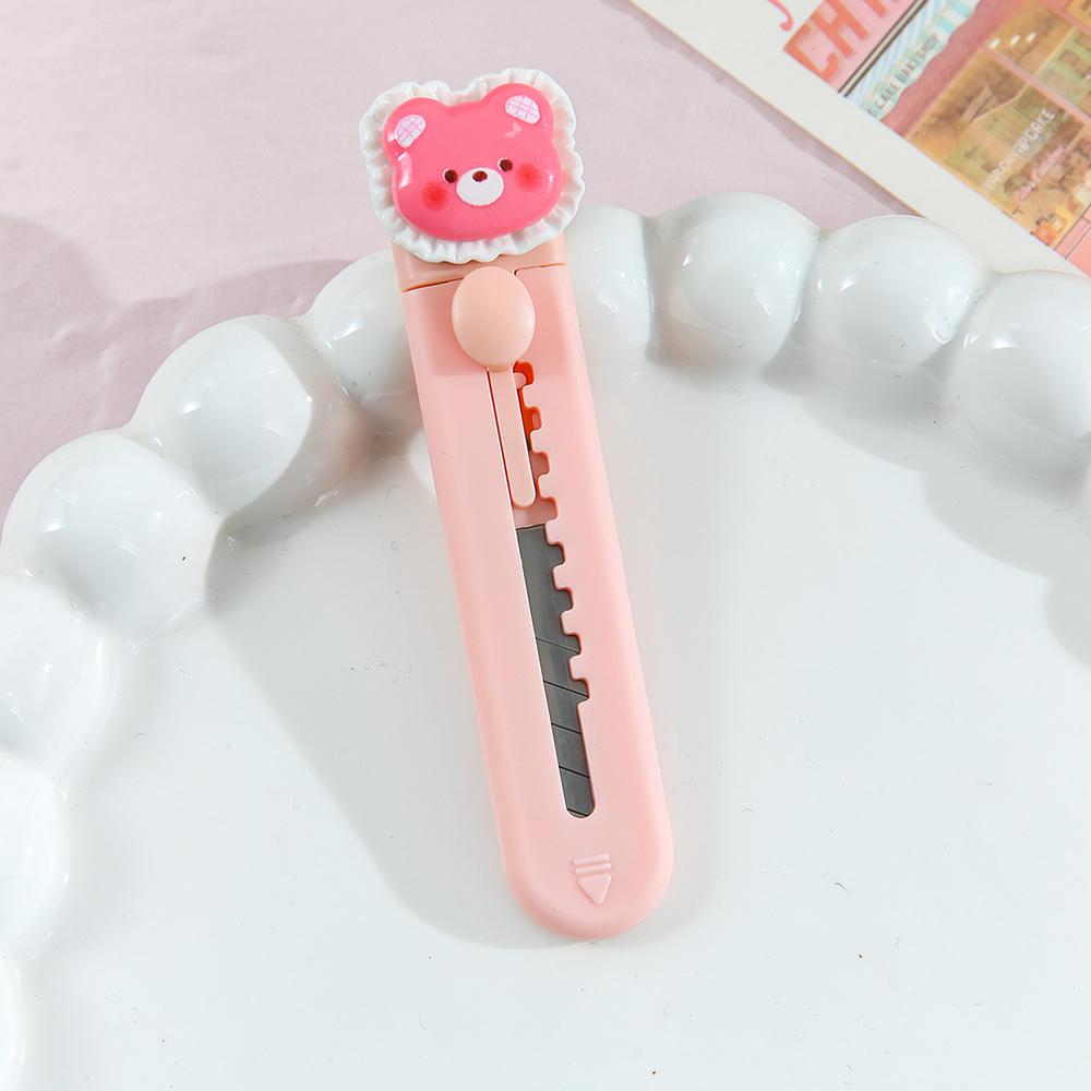 Cartoon Bear Utility Knife Mini Retractable Box Cutter Portable Paper Cutter For Express Unpacking Student Handcraft