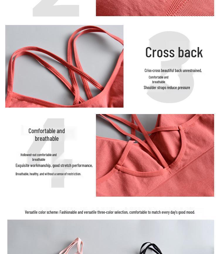 European & American Quick-Dry Cross Back Shockproof Wire-Free Plus Size Yoga Sports Bra for Women