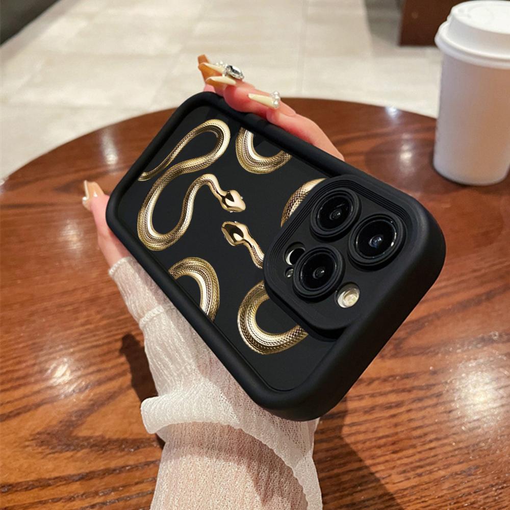 LZ5 Butterfly Black Gold Snake Silicone Phone Case for Samsung A15 A35 S24 S23 Ultra S22 S21 Plus S20 FE A05 A54 A55 A53 A14 M15 Shockproof Back Cover