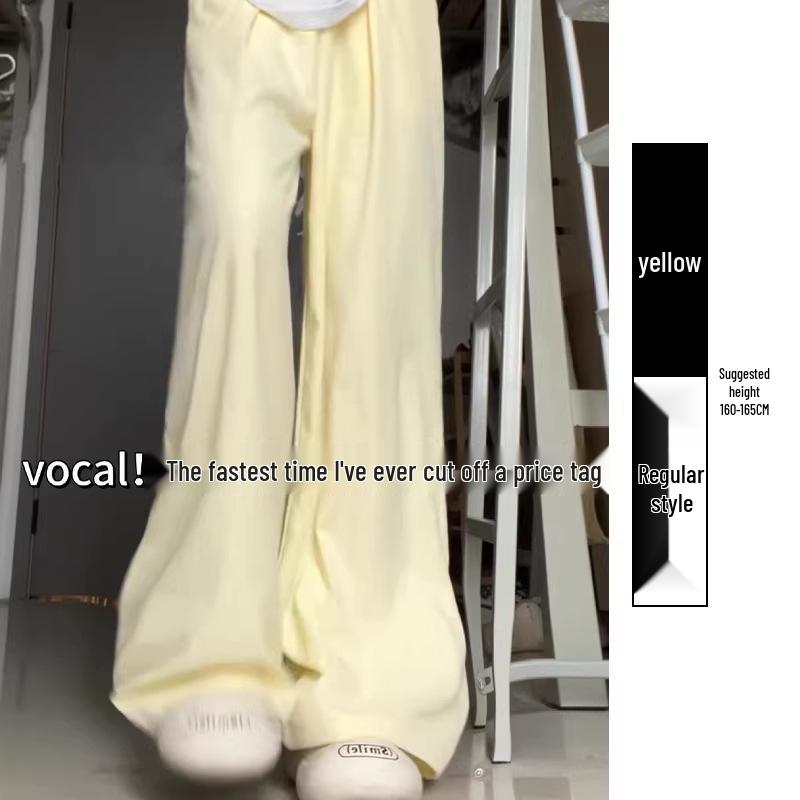 Milk Puff Women's High Waist Wide Leg Sports Pants - Slimming Lazy Style (Spring/Autumn 2026)