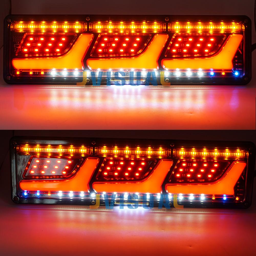 2PCS Truck Taillights Waterproof/hit Car Truck Rear Taillight Warning Lights Flow Signal Steering Brake Reversing Fog Lamp